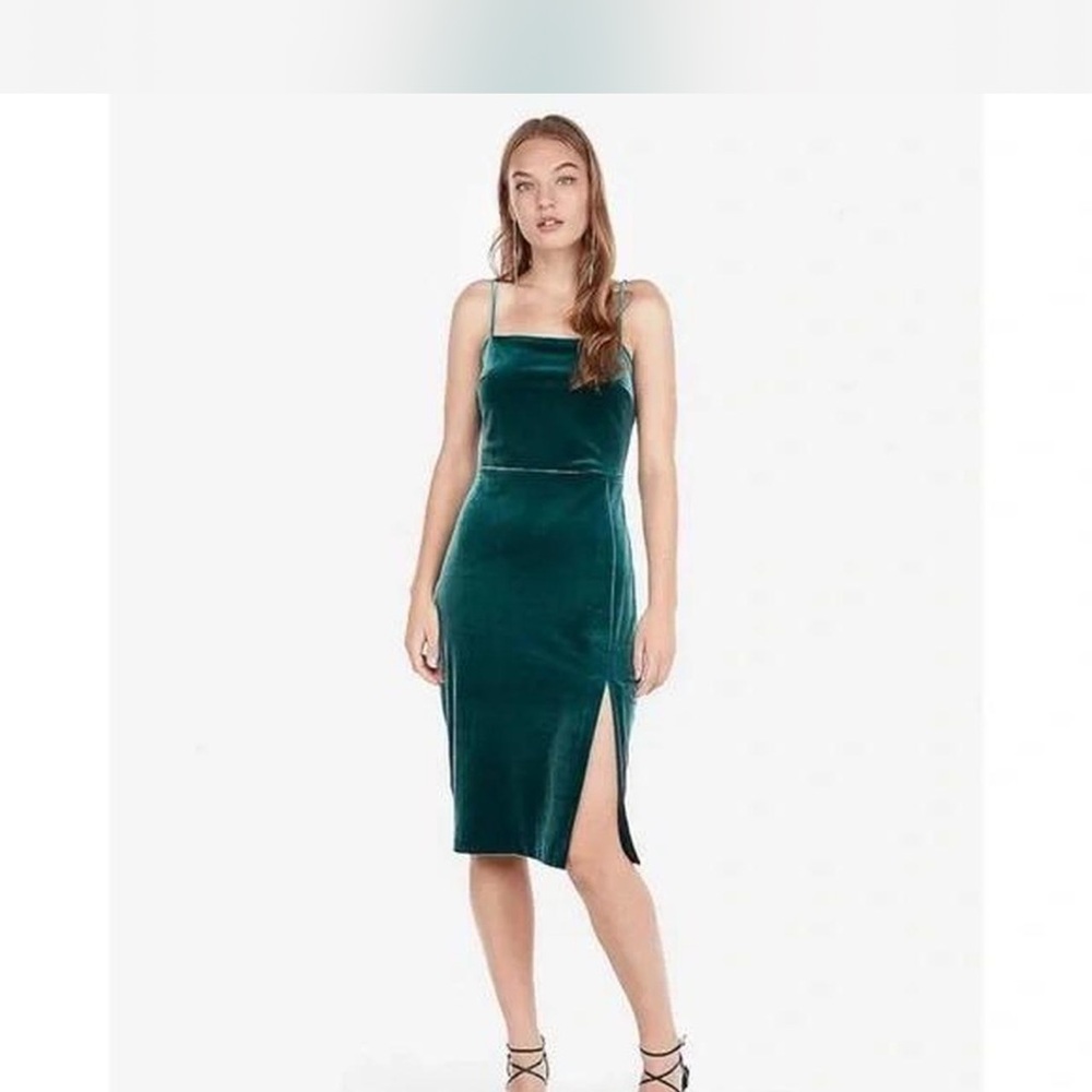 Express Teal Velvet Midi Dress